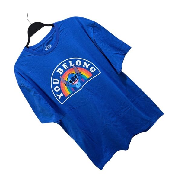 Disney Pride Collection Adult‎ Size XL Blue Stitch Rainbow ‘You Belong’ T-Shirt - Picture 2 of 6